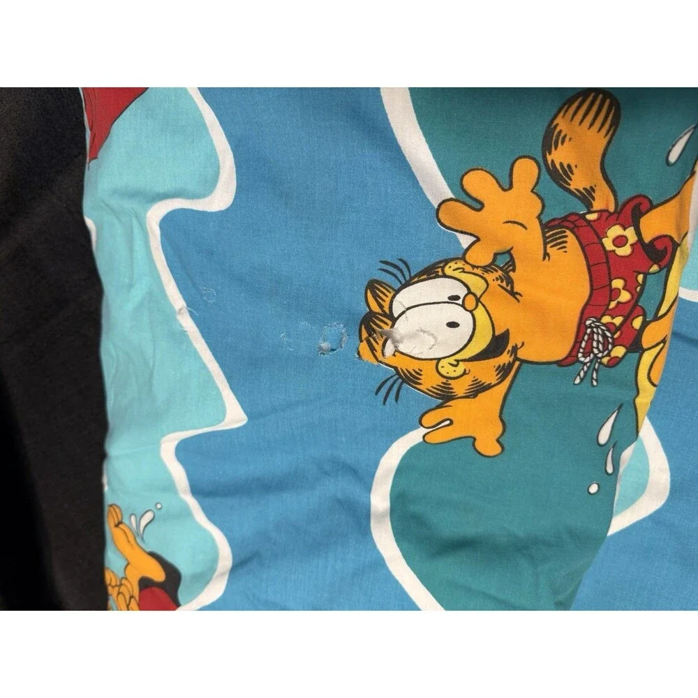 Vintage Garfield Cat Twin Quilted Homemade Comforter 62x88” 1978 **READ**